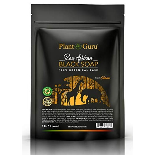 Raw African Black Soap 1 lb. Bar From Ghana 100% Pure Natural Acn...