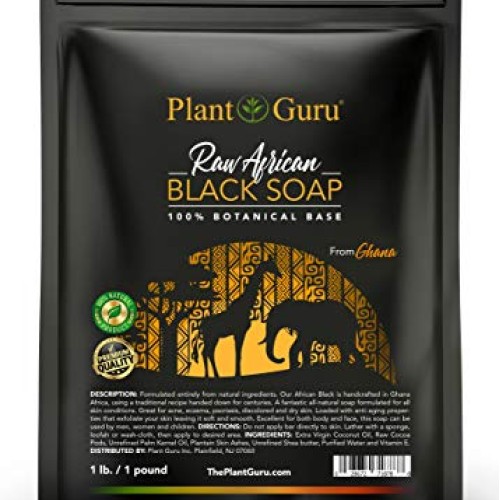 Raw African Black Soap 1 lb. Bar From Ghana 100% Pure Natural Acn...