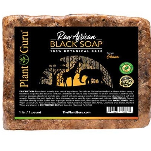 Raw African Black Soap 1 lb. Bar From Ghana 100% Pure Natural Acn...