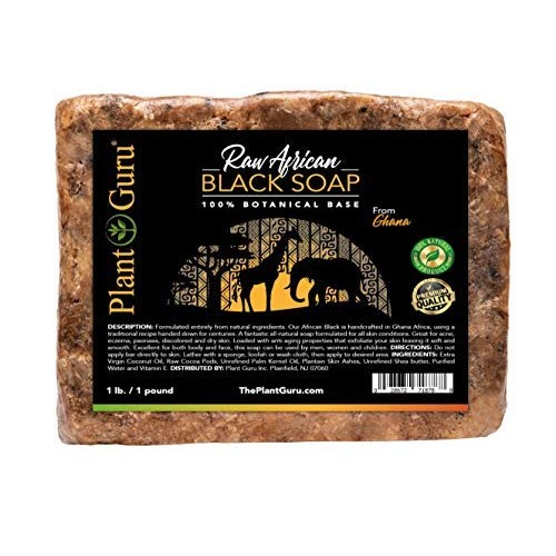 Raw African Black Soap 1 lb. Bar From Ghana 100% Pure Natural Acn...