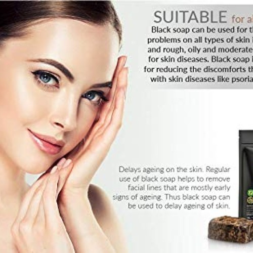 Raw African Black Soap 1 lb. Bar From Ghana 100% Pure Natural Acn...