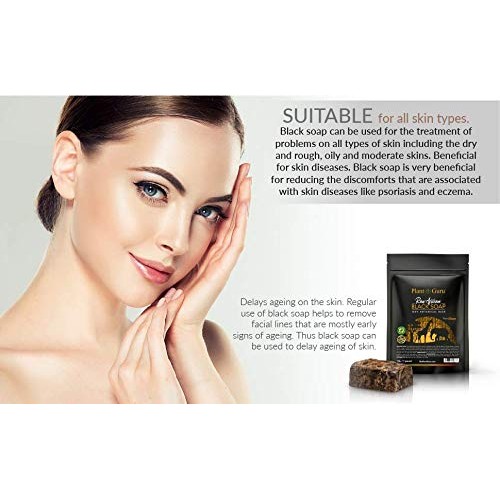 Raw African Black Soap 1 lb. Bar From Ghana 100% Pure Natural Acn...