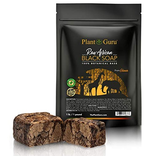 Raw African Black Soap 1 lb. Bar From Ghana 100% Pure Natural Acn...