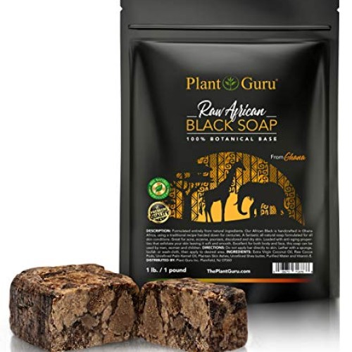 Raw African Black Soap 1 lb. Bar From Ghana 100% Pure Natural Acn...