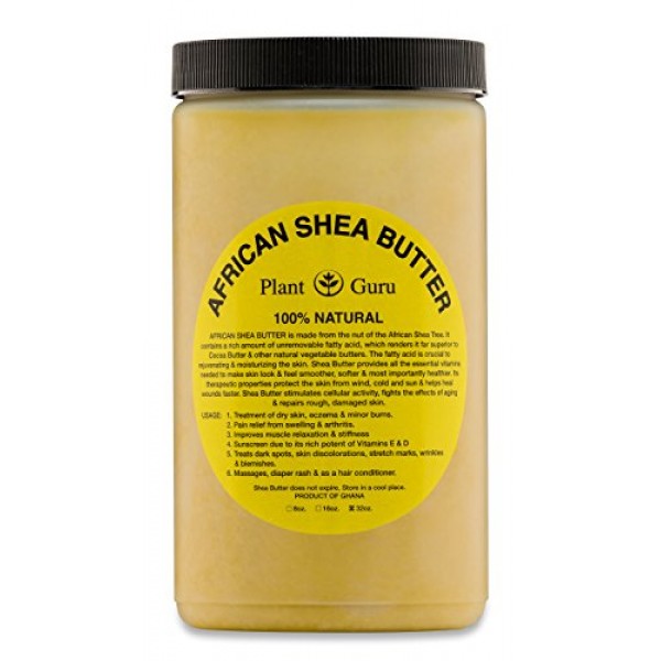 Raw African Shea Butter 32 oz 2 Pack Bulk Unrefined Grade A 100...