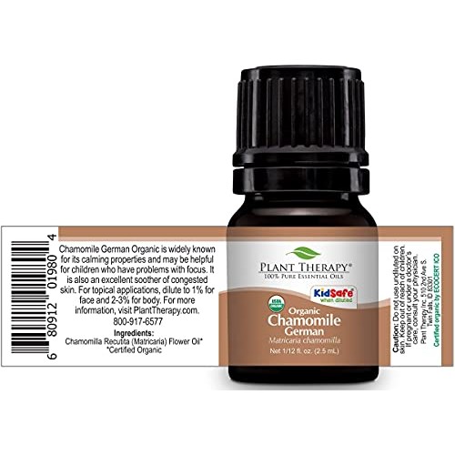 Plant Therapy Organic German Chamomile Essential Oil 2.5 mL 1/12...