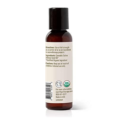 Plant Therapy Organic Hemp Seed Carrier Oil 2 oz Base Oil for Aro...