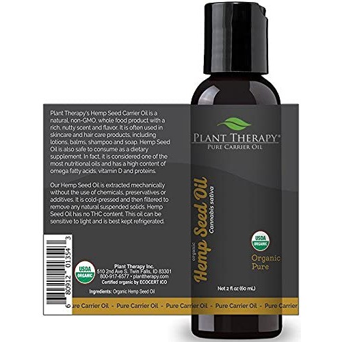 Plant Therapy Organic Hemp Seed Carrier Oil 2 oz Base Oil for Aro...