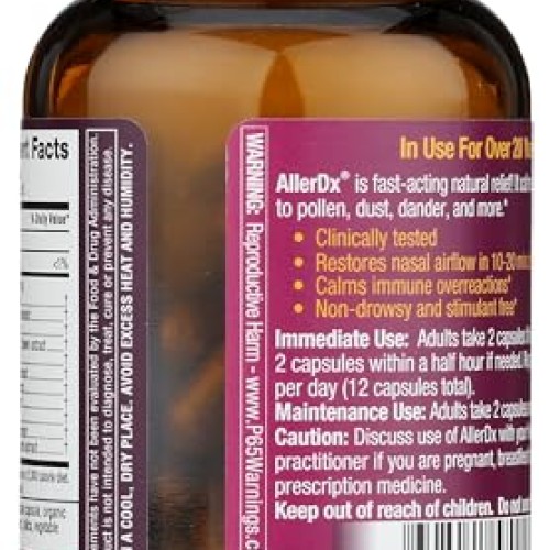Plantiva AllerDx Natural Herbal Seasonal Support Supplement - Non...