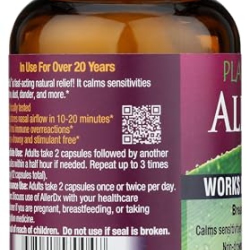 Plantiva AllerDx Natural Herbal Seasonal Support Supplement - Non...