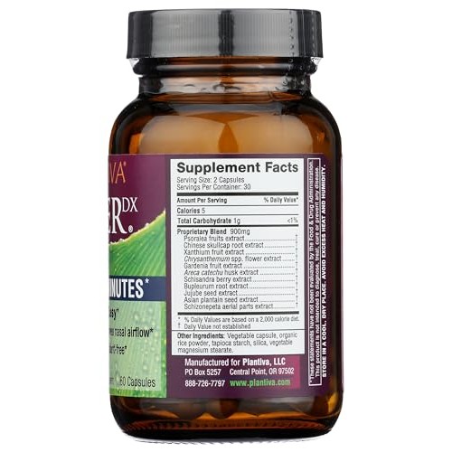 Plantiva AllerDx Natural Herbal Seasonal Support Supplement - Non...