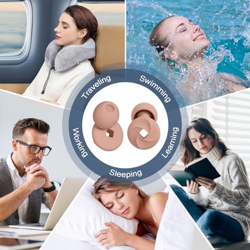 3 Pairs Ear Plugs for Sleeping, Reusable Ear Plugs for Noise Canc...