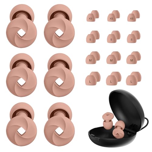 3 Pairs Ear Plugs for Sleeping, Reusable Ear Plugs for Noise Canc...