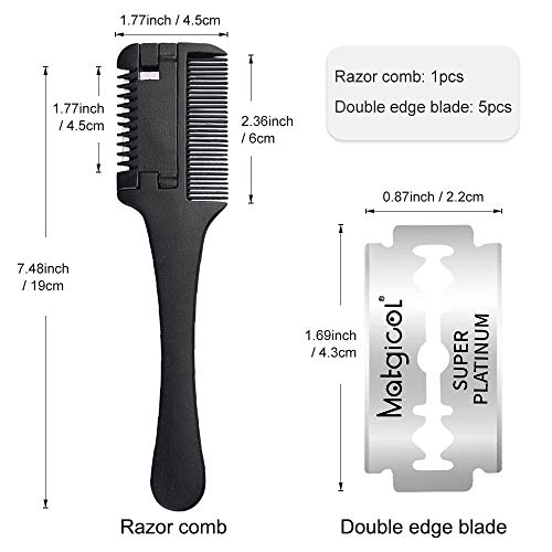 Hair Razor Comb, Hair Comb for Trimming with Removable Double Edg...