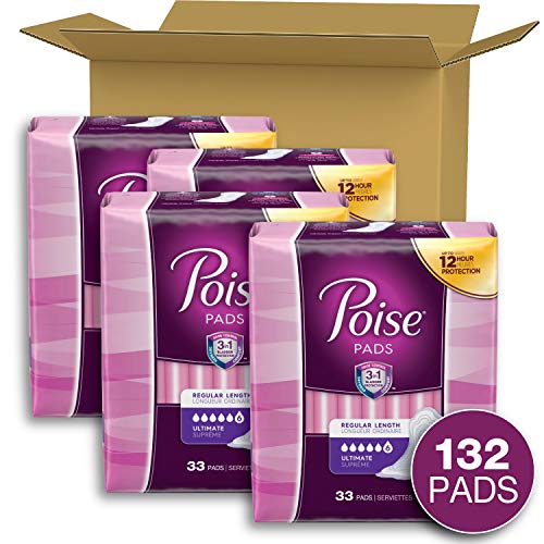 Poise Incontinence Pads, Ultimate Absorbency, Regular Length, 132...