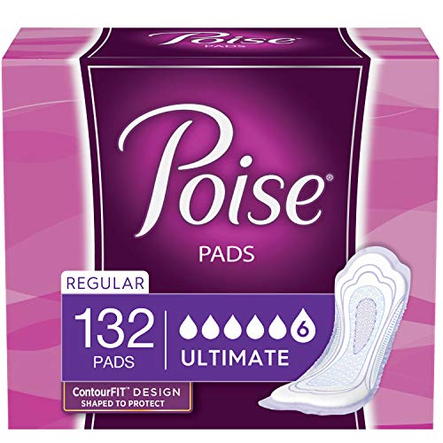 Poise Incontinence Pads, Ultimate Absorbency, Regular Length, 132...