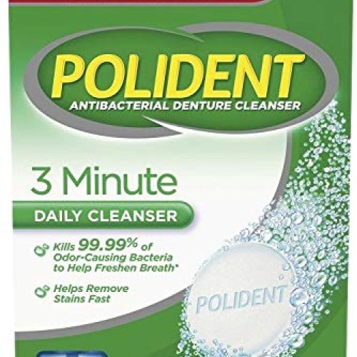 Polident 3 Minute Denture Cleaner 120 Tablets Bundle with Dentu-C...