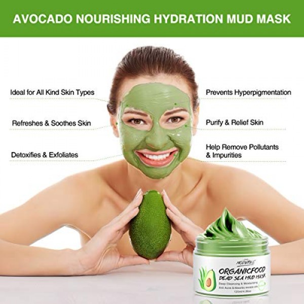 Clay Mask Organic Avocado Vegan Dead Sea Mud Mask Nourishing Hydr...