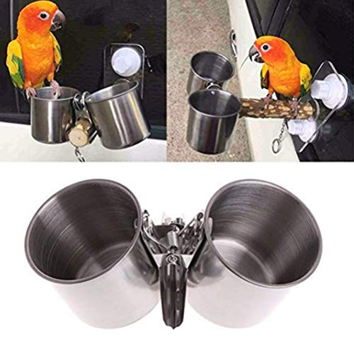 POPETPOP Bird Cage Water Dish-Food & Water Feeding Bird Double Cu...