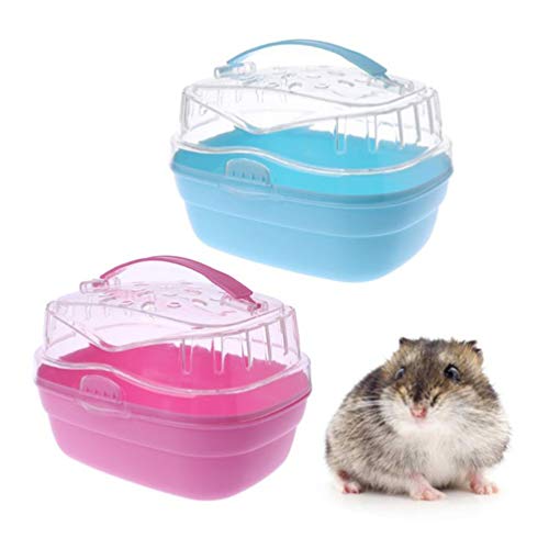 POPETPOP Hamster Carrier, Hamster Travel Cage, Portable Pets Cage...