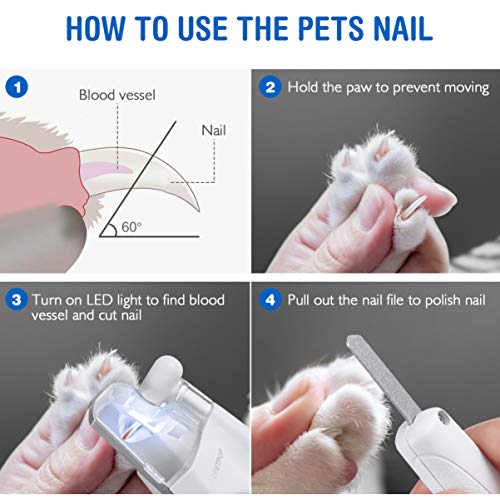 POPETPOP LED Dog Nail Clippers - Rechargeable Pet Nail Trimmer wi...