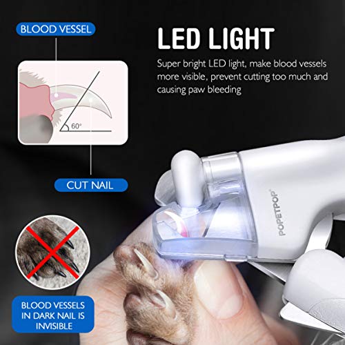 POPETPOP LED Dog Nail Clippers - Rechargeable Pet Nail Trimmer wi...