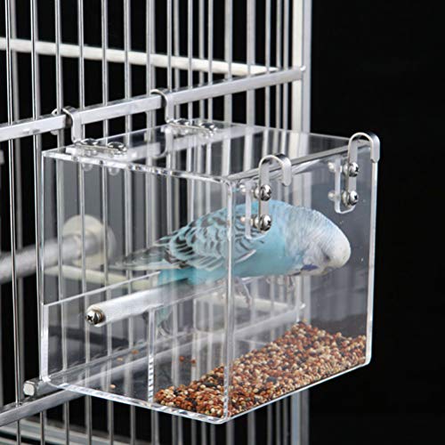 POPETPOP No Mess Bird Feeder for Cage with Hooks - Foraging Syste...