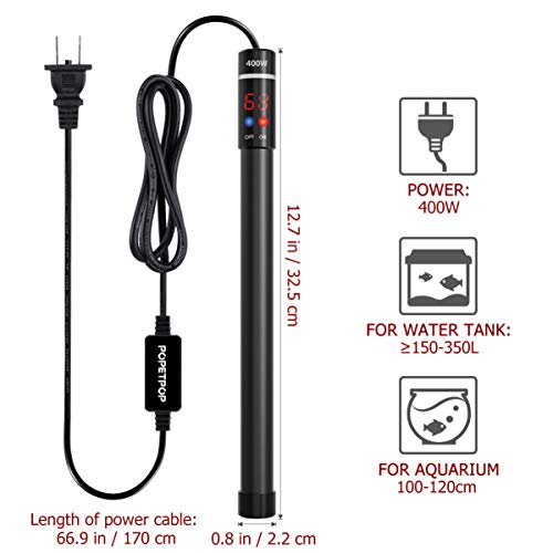 POPETPOP Upgraded 400W Aquarium Heater - Submersible Titanium Fi...