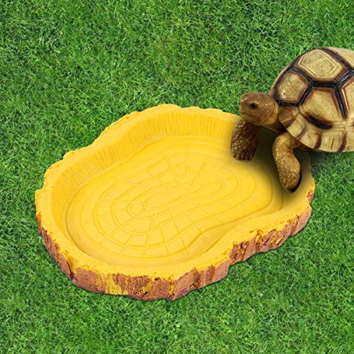 POPETPOP Water and Food Dish for Reptiles-Resin Simulated Bowl fo...