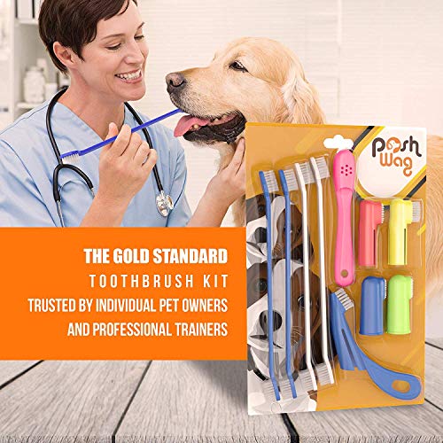 PoshWag Dog Tooth Brush Dog Set Kit Remove Plaque & Brighten You...