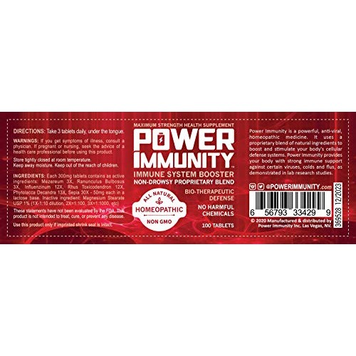Power Immunity Homeopathic Immune System Booster, Maximum Strengt...