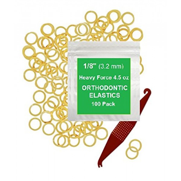 1/8 Inch Orthodontic Elastic Rubber Bands, 100 Pack, Natural, Hea...