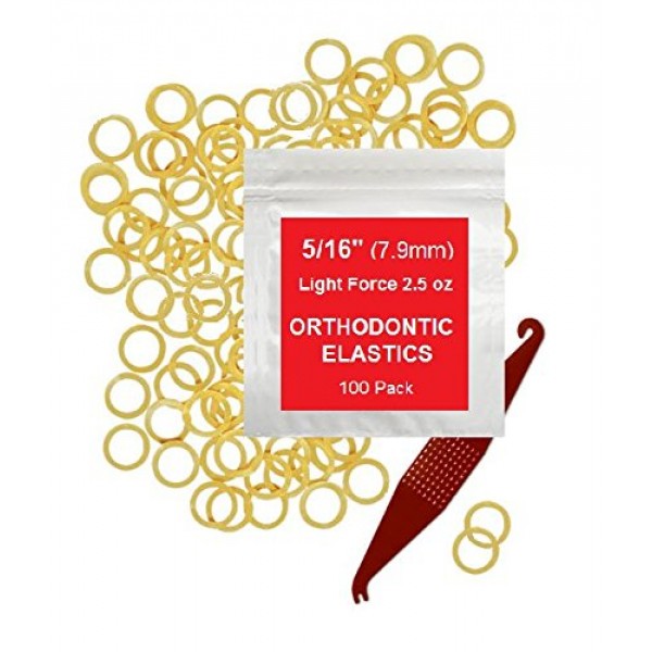 5/16 Inch Orthodontic Elastic Rubber Bands, 100 Pack, Natural, Li...
