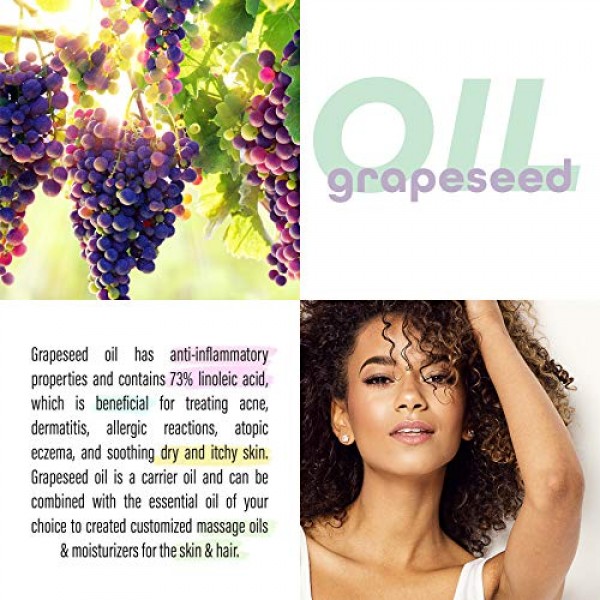 Grapeseed Oil Pure Carrier Oil - Cold Pressed Grape Seed Extract ...