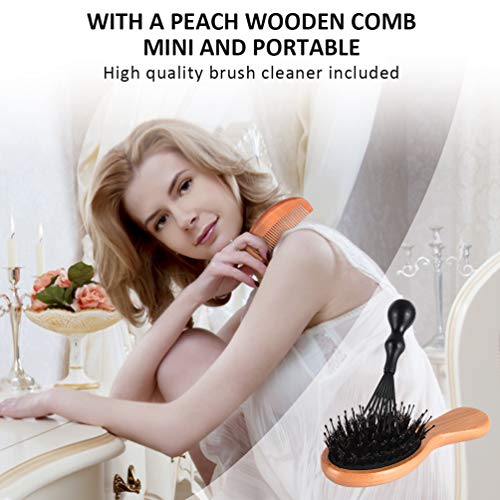 Hair Brush for Women Men Kid Boar Bristle Hair Brush Set Wooden H...