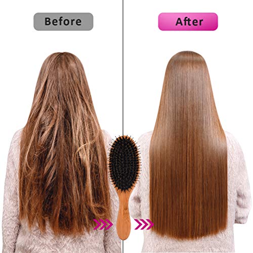 Hair Brush for Women Men Kid Boar Bristle Hair Brush Set Wooden H...