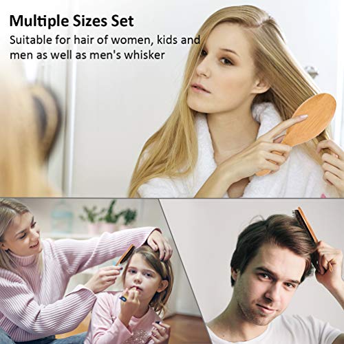 Hair Brush for Women Men Kid Boar Bristle Hair Brush Set Wooden H...