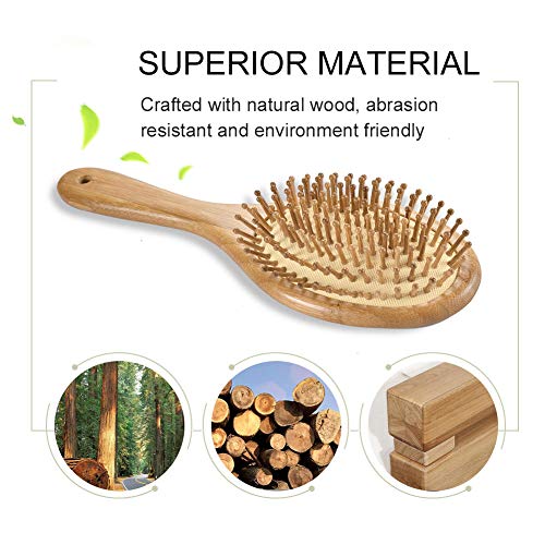 PRETTY SEE Wooden Hair Brush with Air Cushion Combs for Scalp Mas...