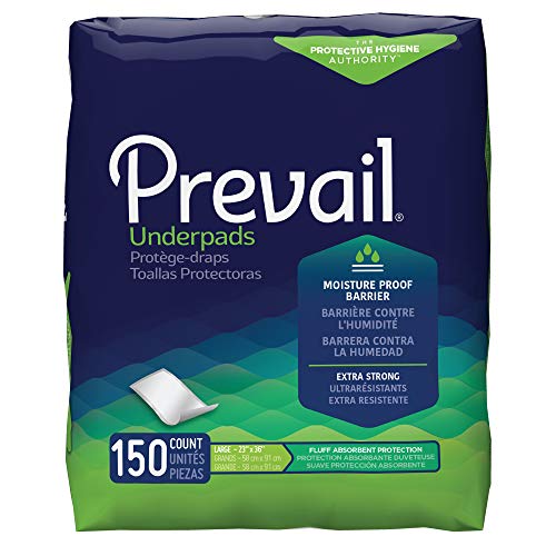 Prevail Fluff Incontinence Underpads, Large, 150 Count Packaging...