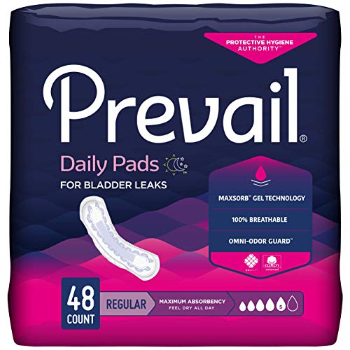 Prevail Incontinence Bladder Control Pads, Maximum Absorbency 48...