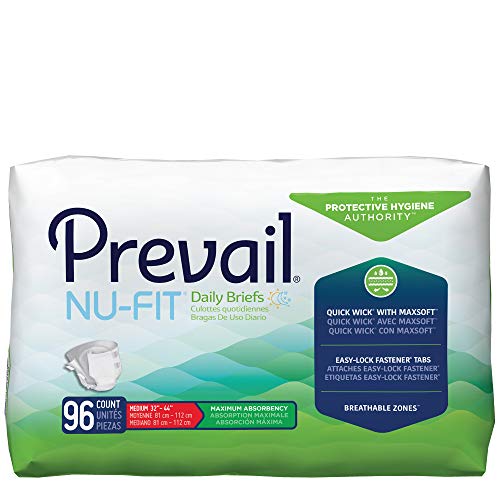 Prevail Nu-FIT Maximum Absorbency Incontinence Briefs, Medium, 96...
