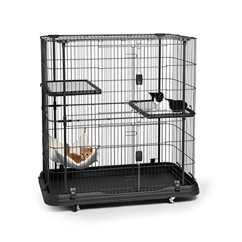 Prevue Pet Products Deluxe Cat Home With 3 Levels, Black