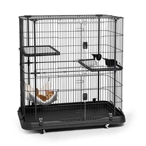 Prevue Pet Products Deluxe Cat Home With 3 Levels, Black