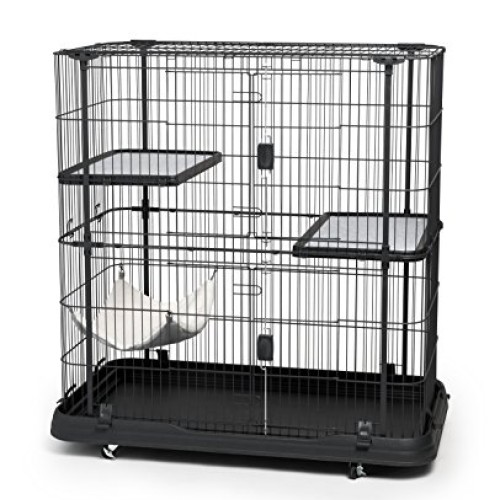 Prevue Pet Products Deluxe Cat Home With 3 Levels, Black