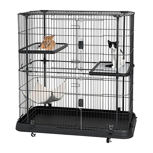 Prevue Pet Products Deluxe Cat Home With 3 Levels, Black