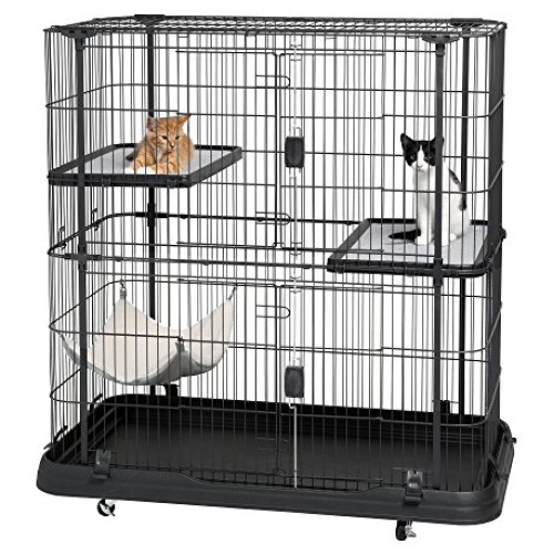 Prevue Pet Products Deluxe Cat Home With 3 Levels, Black