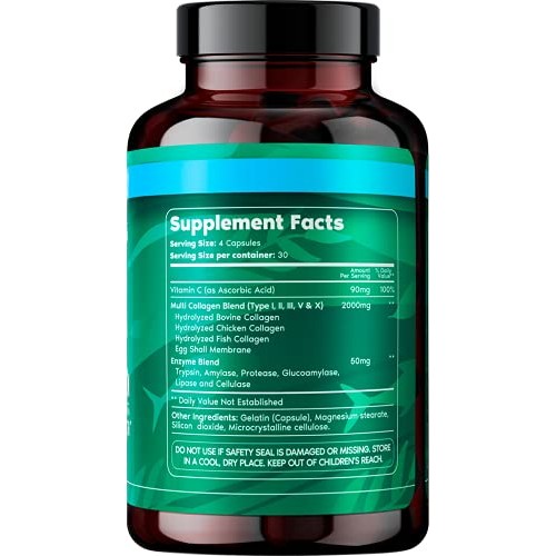 Multi Collagen Pills for Women and Men by Primal Harvest Type I,...