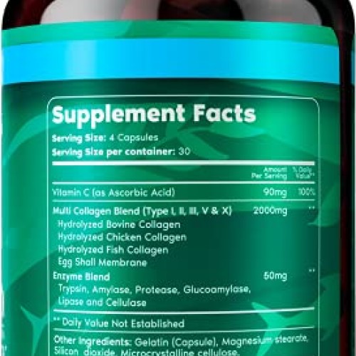Multi Collagen Pills for Women and Men by Primal Harvest Type I,...