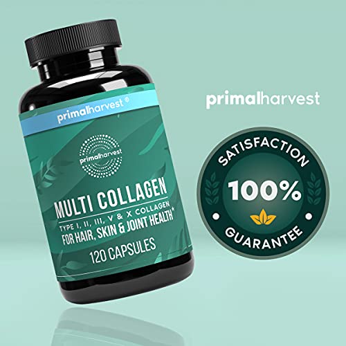 Multi Collagen Pills for Women and Men by Primal Harvest Type I,...