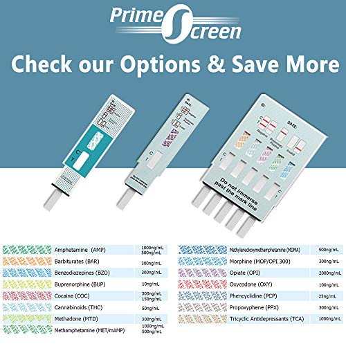 Prime Screen 10 Pack 6 Panel Urine Screening Test Kit AMP, BZO...